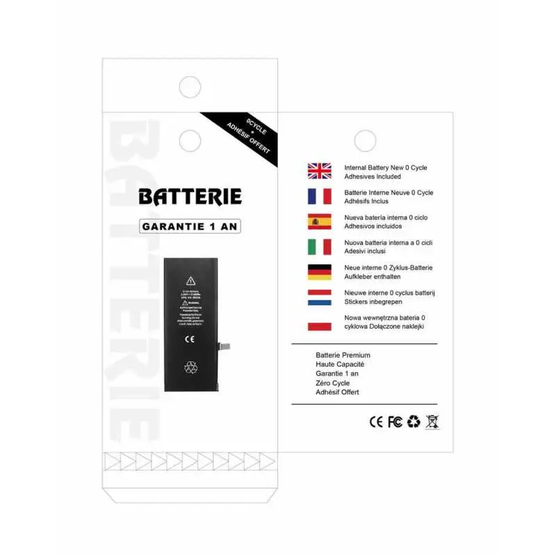 Batterie 616-0809/0805/0807/0806 1810mAh iPhone 6 avec Adhésifs - Pure Cobalt (ECO Ti)
