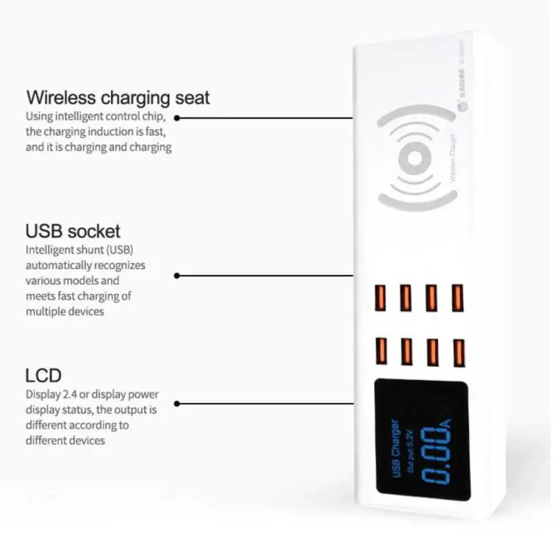 Chargeur induction avec USB 6 Ports affichage LED Sunshine SS-304D