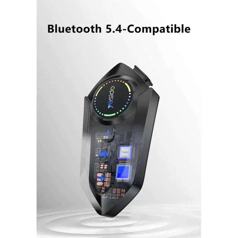 Casque Audio Bluetooth Intra-Auriculaires YESIDO VC19 - Réduction de Bruit - Double Micro - Autonomie Longue - pour Moto