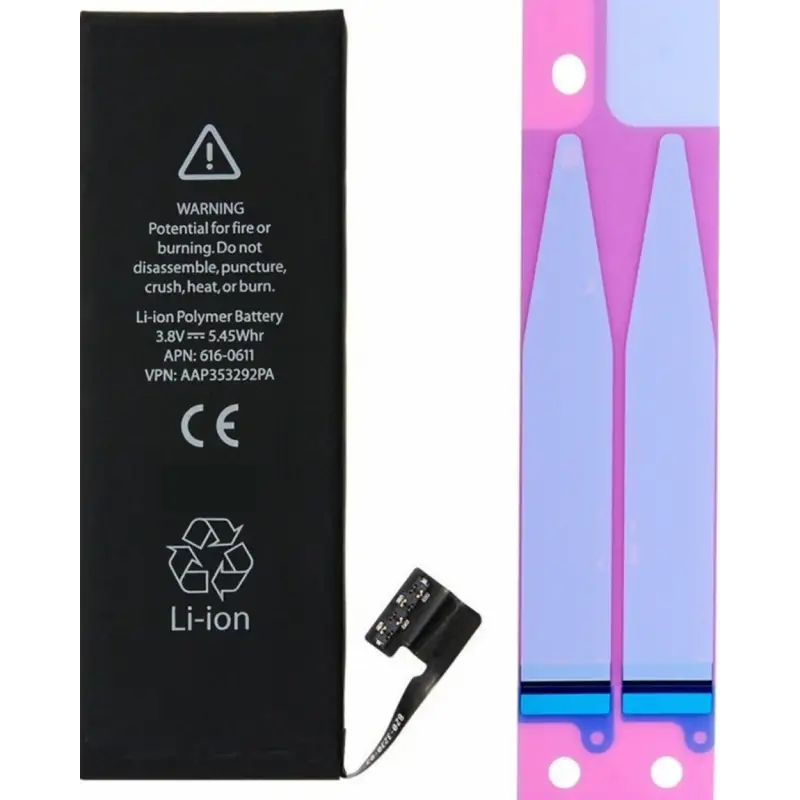 Batterie 616-0721/0720/0722/0667/0730/0762 1510mAh/1560mAh iPhone 5C / 5S avec Adhésifs - Pure Cobalt (ECO Ti)