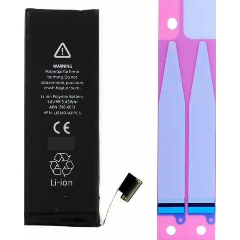Batterie 616-0613/0610 1440mAh iPhone 5 avec Adhésifs - Pure Cobalt (ECO Ti)