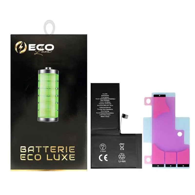 Batterie 616-00351/616-00346 2716mAh iPhone X 3.81V + Adhésifs - Puce Ti (ECO Luxe) Alternative d'origine